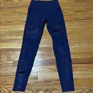 ALO Yoga Moto Blue Leggings